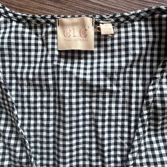 Gingham Tie Front Crop Top Black & White Cottagecore Boho Size Small - Picture 5 of 5